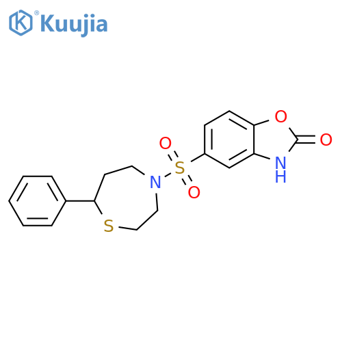 5-[(7-phenyl-1,4-thiazepan-4-yl)sulfonyl]-2,3-dihydro-1,3-benzoxazol-2-one structure