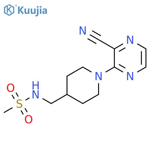 N-{[1-(3-cyanopyrazin-2-yl)piperidin-4-yl]methyl}methanesulfonamide structure