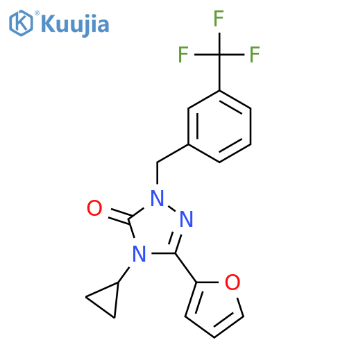 4-cyclopropyl-3-(furan-2-yl)-1-{3-(trifluoromethyl)phenylmethyl}-4,5-dihydro-1H-1,2,4-triazol-5-one structure