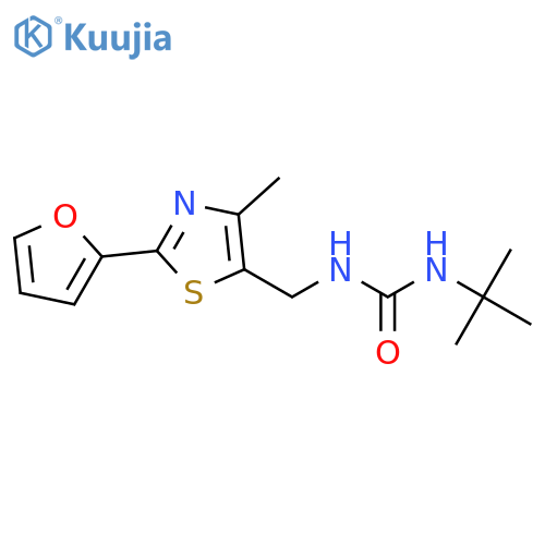 3-tert-butyl-1-{[2-(furan-2-yl)-4-methyl-1,3-thiazol-5-yl]methyl}urea structure