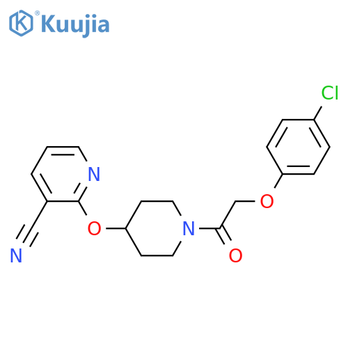 2-({1-[2-(4-chlorophenoxy)acetyl]piperidin-4-yl}oxy)pyridine-3-carbonitrile structure