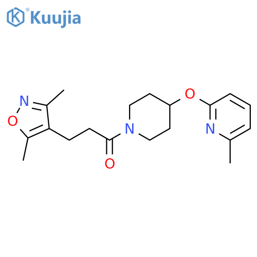 3-(3,5-dimethyl-1,2-oxazol-4-yl)-1-{4-[(6-methylpyridin-2-yl)oxy]piperidin-1-yl}propan-1-one structure