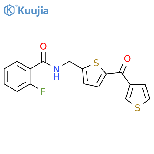 2-fluoro-N-{[5-(thiophene-3-carbonyl)thiophen-2-yl]methyl}benzamide structure
