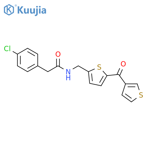 2-(4-chlorophenyl)-N-{[5-(thiophene-3-carbonyl)thiophen-2-yl]methyl}acetamide structure