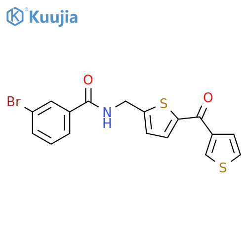 3-bromo-N-{[5-(thiophene-3-carbonyl)thiophen-2-yl]methyl}benzamide structure
