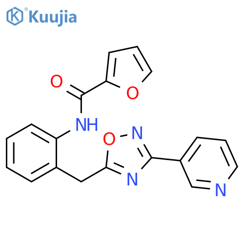 N-(2-{[3-(pyridin-3-yl)-1,2,4-oxadiazol-5-yl]methyl}phenyl)furan-2-carboxamide structure