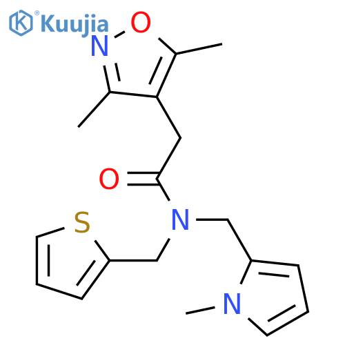 2-(3,5-dimethyl-1,2-oxazol-4-yl)-N-[(1-methyl-1H-pyrrol-2-yl)methyl]-N-[(thiophen-2-yl)methyl]acetamide structure
