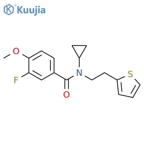 N-cyclopropyl-3-fluoro-4-methoxy-N-[2-(thiophen-2-yl)ethyl]benzamide structure