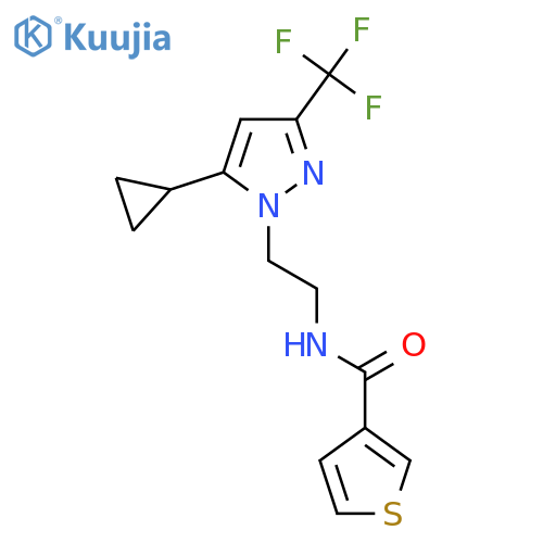 N-{2-5-cyclopropyl-3-(trifluoromethyl)-1H-pyrazol-1-ylethyl}thiophene-3-carboxamide structure