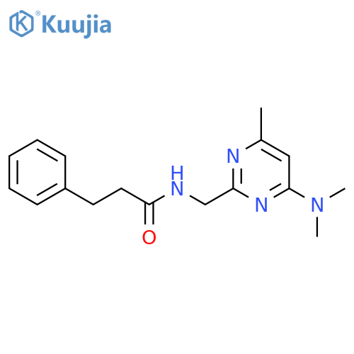 N-{[4-(dimethylamino)-6-methylpyrimidin-2-yl]methyl}-3-phenylpropanamide structure