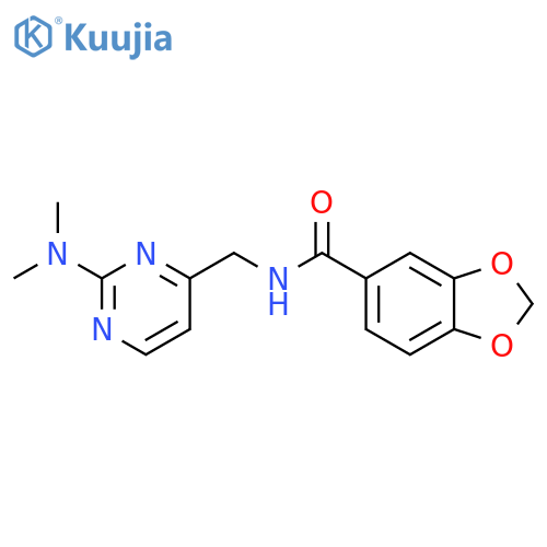 N-{[2-(dimethylamino)pyrimidin-4-yl]methyl}-2H-1,3-benzodioxole-5-carboxamide structure