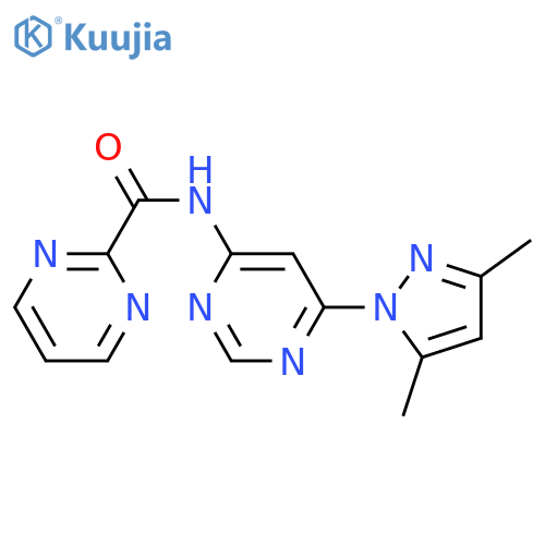 N-[6-(3,5-dimethyl-1H-pyrazol-1-yl)pyrimidin-4-yl]pyrimidine-2-carboxamide structure