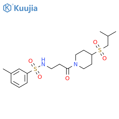 3-methyl-N-{3-[4-(2-methylpropanesulfonyl)piperidin-1-yl]-3-oxopropyl}benzene-1-sulfonamide structure