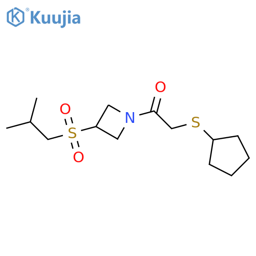2-(cyclopentylsulfanyl)-1-[3-(2-methylpropanesulfonyl)azetidin-1-yl]ethan-1-one structure