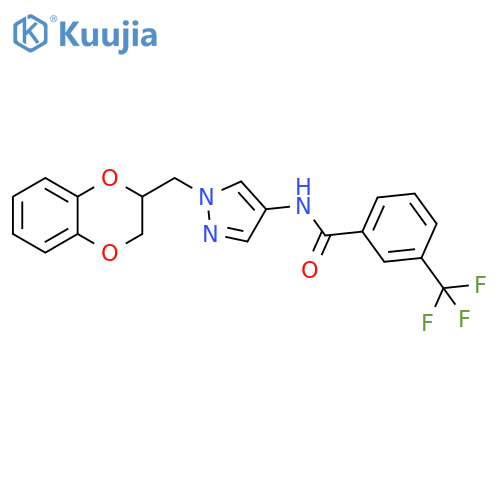 N-[1-[(2,3-Dihydro-1,4-benzodioxin-2-yl)methyl]-1H-pyrazol-4-yl]-3-(trifluoromethyl)benzamide structure