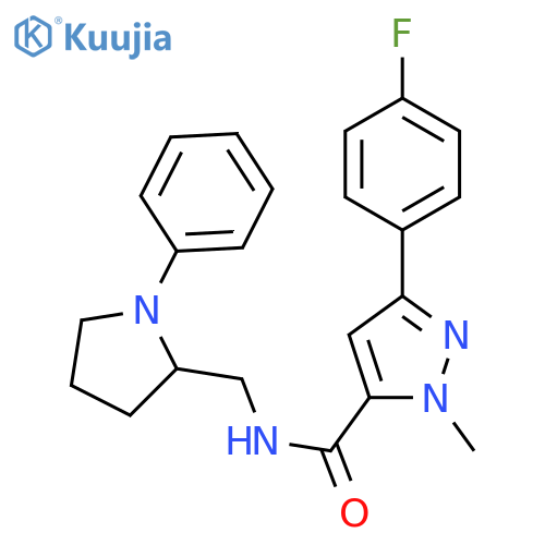3-(4-fluorophenyl)-1-methyl-N-[(1-phenylpyrrolidin-2-yl)methyl]-1H-pyrazole-5-carboxamide structure