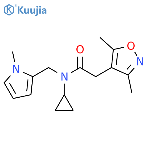 N-cyclopropyl-2-(3,5-dimethyl-1,2-oxazol-4-yl)-N-[(1-methyl-1H-pyrrol-2-yl)methyl]acetamide structure
