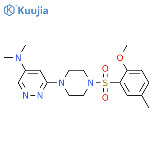 6-[4-(2-methoxy-5-methylbenzenesulfonyl)piperazin-1-yl]-N,N-dimethylpyridazin-4-amine structure