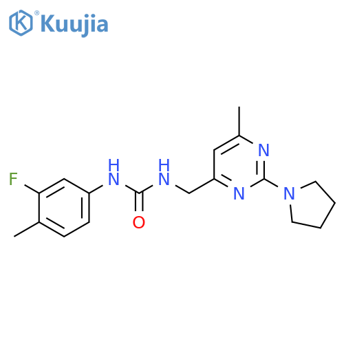 1-(3-fluoro-4-methylphenyl)-3-{[6-methyl-2-(pyrrolidin-1-yl)pyrimidin-4-yl]methyl}urea structure