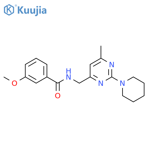 3-methoxy-N-{[6-methyl-2-(piperidin-1-yl)pyrimidin-4-yl]methyl}benzamide structure