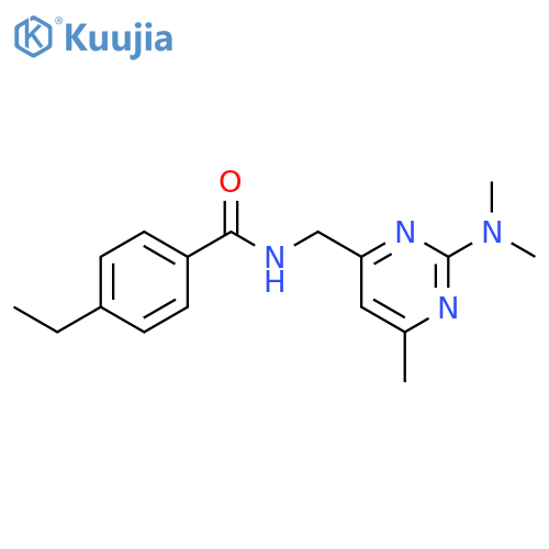 N-{[2-(dimethylamino)-6-methylpyrimidin-4-yl]methyl}-4-ethylbenzamide structure