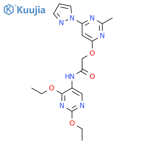 N-(2,4-diethoxypyrimidin-5-yl)-2-{2-methyl-6-(1H-pyrazol-1-yl)pyrimidin-4-yloxy}acetamide structure