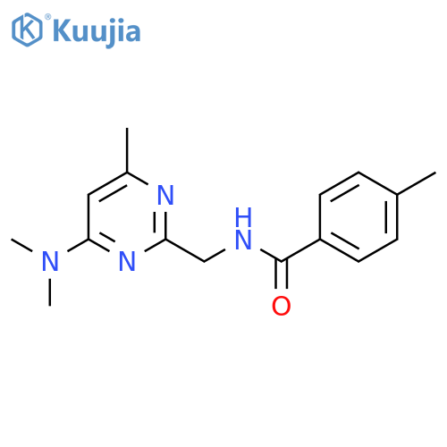 N-{[4-(dimethylamino)-6-methylpyrimidin-2-yl]methyl}-4-methylbenzamide structure