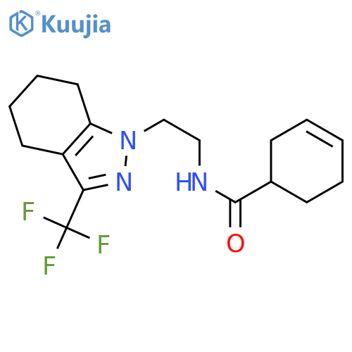 N-{2-[3-(trifluoromethyl)-4,5,6,7-tetrahydro-1H-indazol-1-yl]ethyl}cyclohex-3-ene-1-carboxamide structure