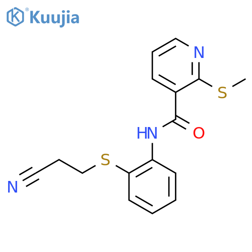 N-{2-[(2-cyanoethyl)sulfanyl]phenyl}-2-(methylsulfanyl)pyridine-3-carboxamide structure