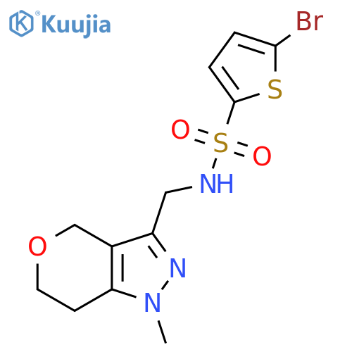 5-bromo-N-({1-methyl-1H,4H,6H,7H-pyrano4,3-cpyrazol-3-yl}methyl)thiophene-2-sulfonamide structure