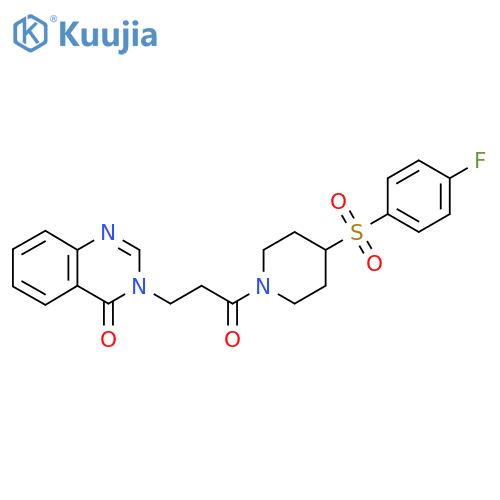 3-{3-4-(4-fluorobenzenesulfonyl)piperidin-1-yl-3-oxopropyl}-3,4-dihydroquinazolin-4-one structure