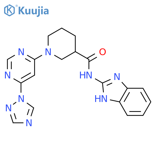 1-(6-(1H-1,2,4-triazol-1-yl)pyrimidin-4-yl)-N-(1H-benzo[d]imidazol-2-yl)piperidine-3-carboxamide structure
