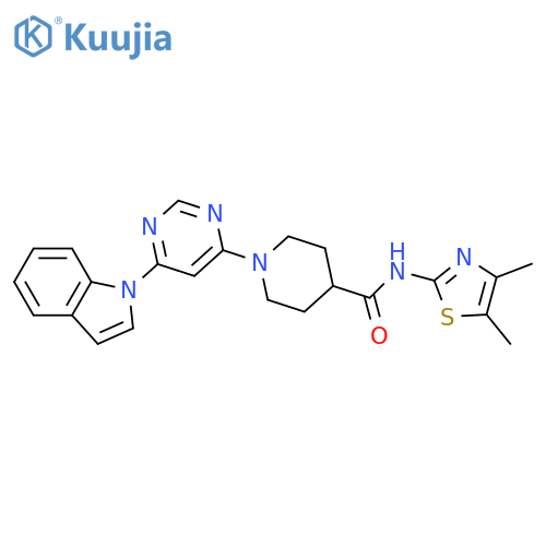 N-(4,5-dimethyl-1,3-thiazol-2-yl)-1-(6-indol-1-ylpyrimidin-4-yl)piperidine-4-carboxamide structure
