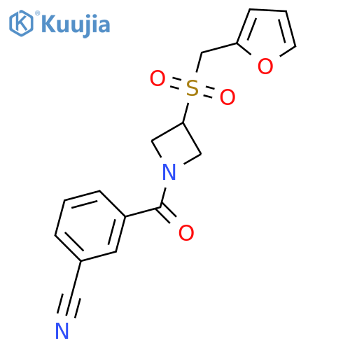 3-{3-(furan-2-yl)methanesulfonylazetidine-1-carbonyl}benzonitrile structure