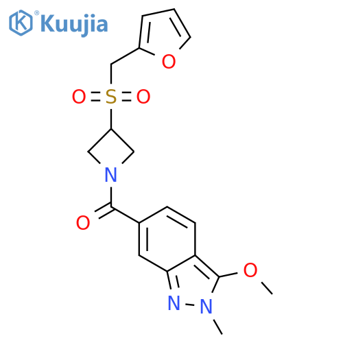 6-{3-[(furan-2-yl)methanesulfonyl]azetidine-1-carbonyl}-3-methoxy-2-methyl-2H-indazole structure