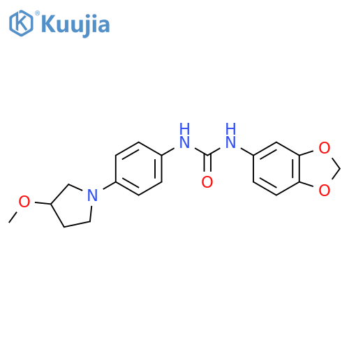 3-(2H-1,3-benzodioxol-5-yl)-1-4-(3-methoxypyrrolidin-1-yl)phenylurea structure