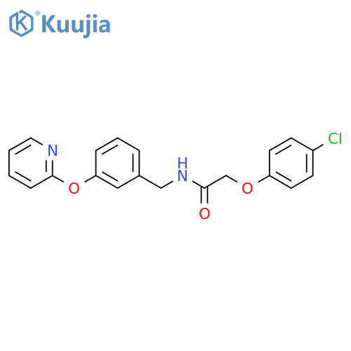2-(4-chlorophenoxy)-N-{[3-(pyridin-2-yloxy)phenyl]methyl}acetamide structure