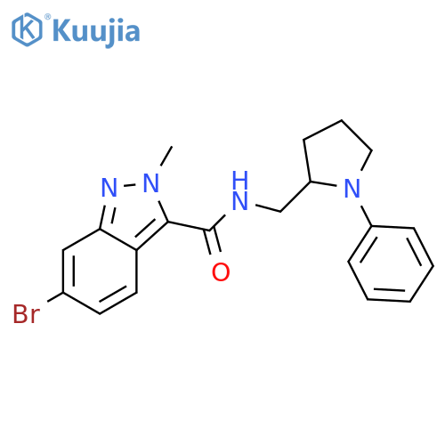 6-bromo-2-methyl-N-[(1-phenylpyrrolidin-2-yl)methyl]-2H-indazole-3-carboxamide structure