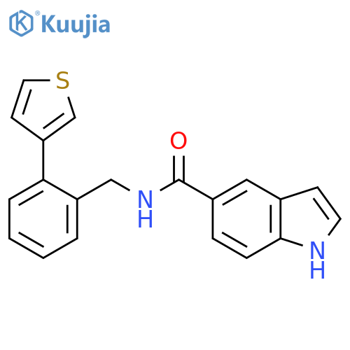 N-(2-(thiophen-3-yl)benzyl)-1H-indole-5-carboxamide structure