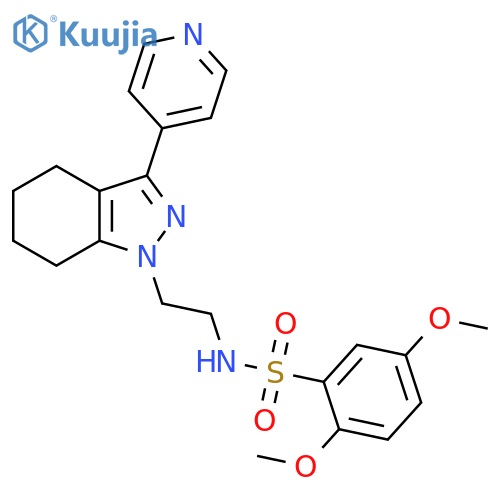 2,5-dimethoxy-N-{2-[3-(pyridin-4-yl)-4,5,6,7-tetrahydro-1H-indazol-1-yl]ethyl}benzene-1-sulfonamide structure