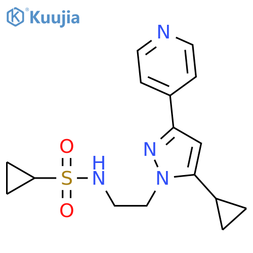 N-{2-[5-cyclopropyl-3-(pyridin-4-yl)-1H-pyrazol-1-yl]ethyl}cyclopropanesulfonamide structure