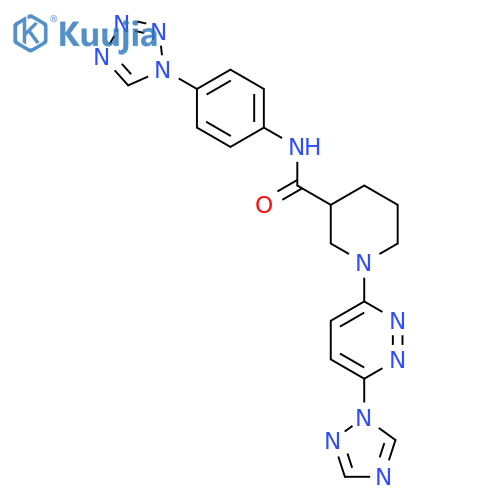 1-(6-(1H-1,2,4-triazol-1-yl)pyridazin-3-yl)-N-(4-(1H-tetrazol-1-yl)phenyl)piperidine-3-carboxamide structure