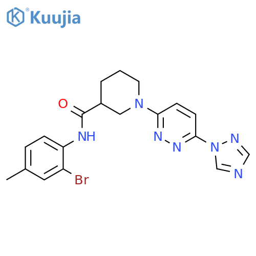 N-(2-bromo-4-methylphenyl)-1-[6-(1,2,4-triazol-1-yl)pyridazin-3-yl]piperidine-3-carboxamide structure