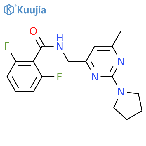 2,6-difluoro-N-{[6-methyl-2-(pyrrolidin-1-yl)pyrimidin-4-yl]methyl}benzamide structure