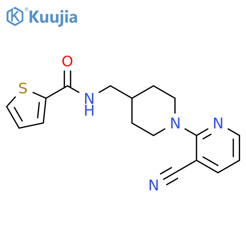 N-{[1-(3-cyanopyridin-2-yl)piperidin-4-yl]methyl}thiophene-2-carboxamide structure