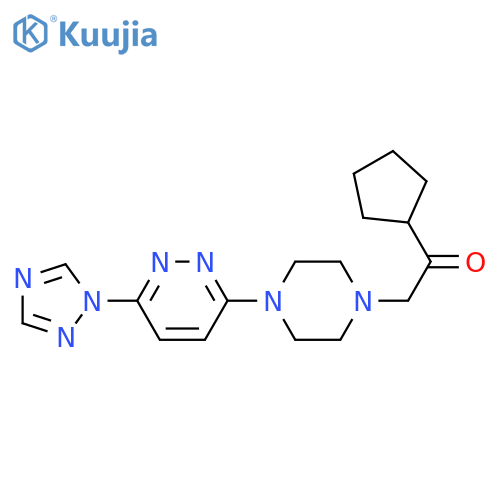 2-cyclopentyl-1-[4-[6-(1,2,4-triazol-1-yl)pyridazin-3-yl]piperazin-1-yl]ethanone structure