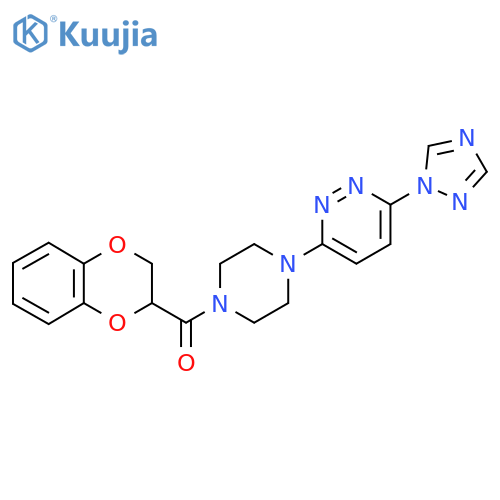 (4-(6-(1H-1,2,4-triazol-1-yl)pyridazin-3-yl)piperazin-1-yl)(2,3-dihydrobenzo[b][1,4]dioxin-2-yl)methanone structure