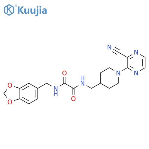 N-[(2H-1,3-benzodioxol-5-yl)methyl]-N'-{[1-(3-cyanopyrazin-2-yl)piperidin-4-yl]methyl}ethanediamide structure