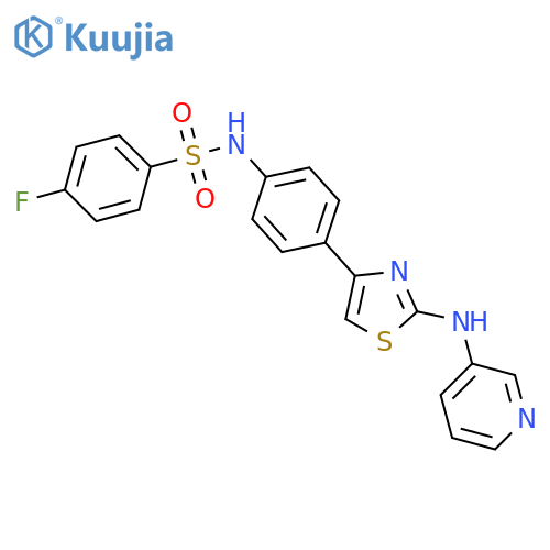 4-fluoro-N-[4-[2-(pyridin-3-ylamino)-1,3-thiazol-4-yl]phenyl]benzenesulfonamide structure