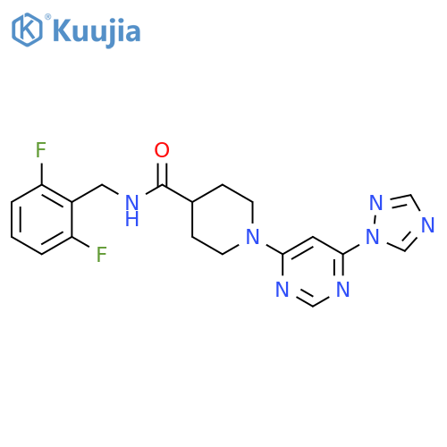 N-[(2,6-difluorophenyl)methyl]-1-[6-(1,2,4-triazol-1-yl)pyrimidin-4-yl]piperidine-4-carboxamide structure